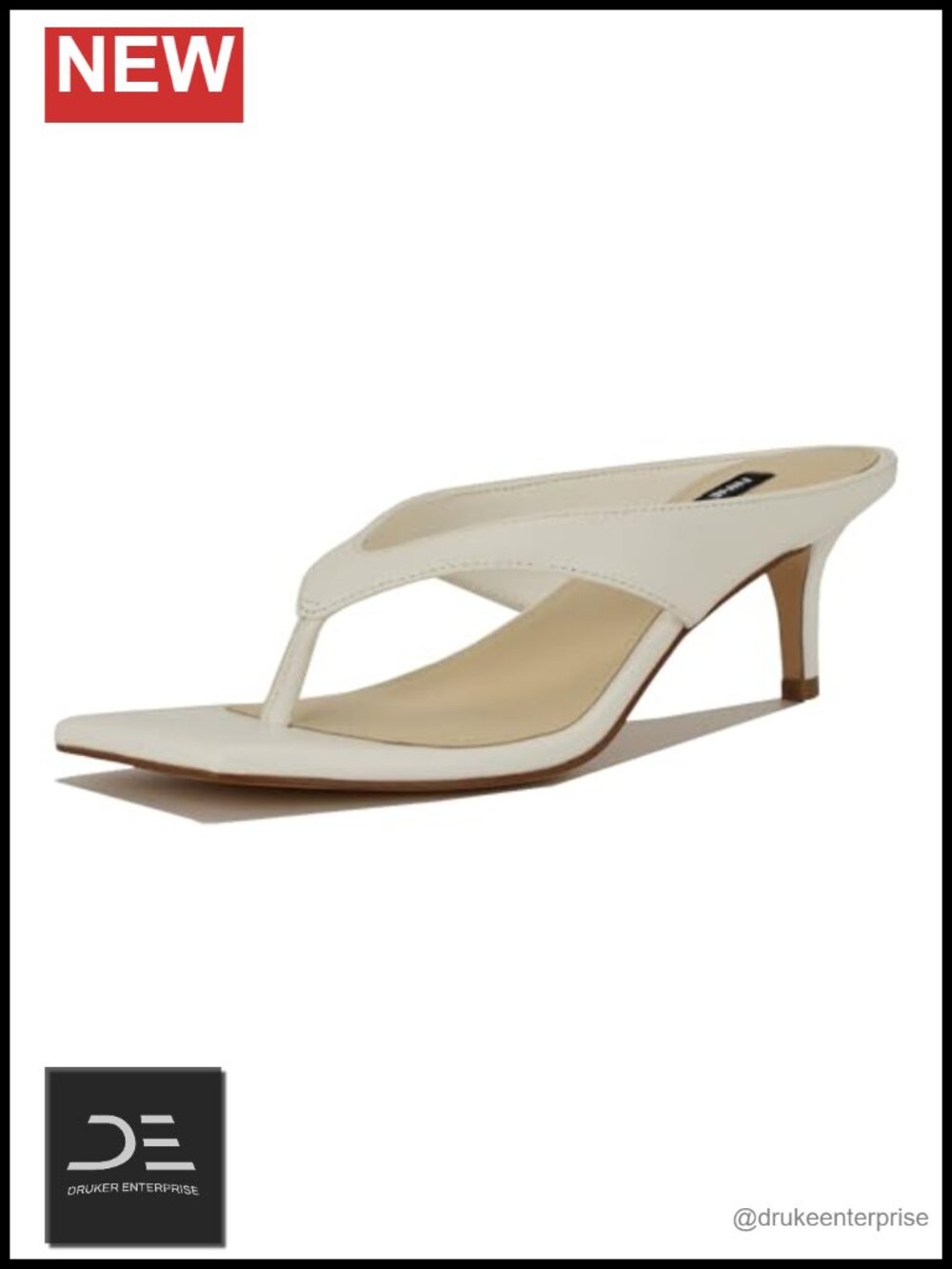 Faux Leather Square Toe Thong Stiletto Heeled Sandals Slip On Dressy